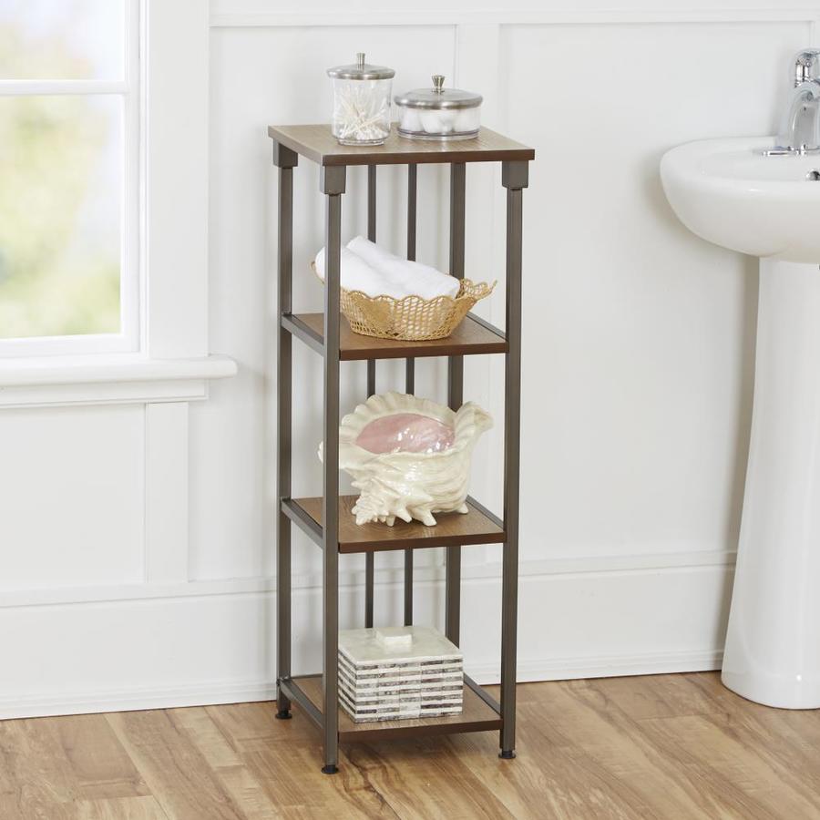 Mixed Material Bathroom Collection Gunmetal 4Tier Iron Freestanding