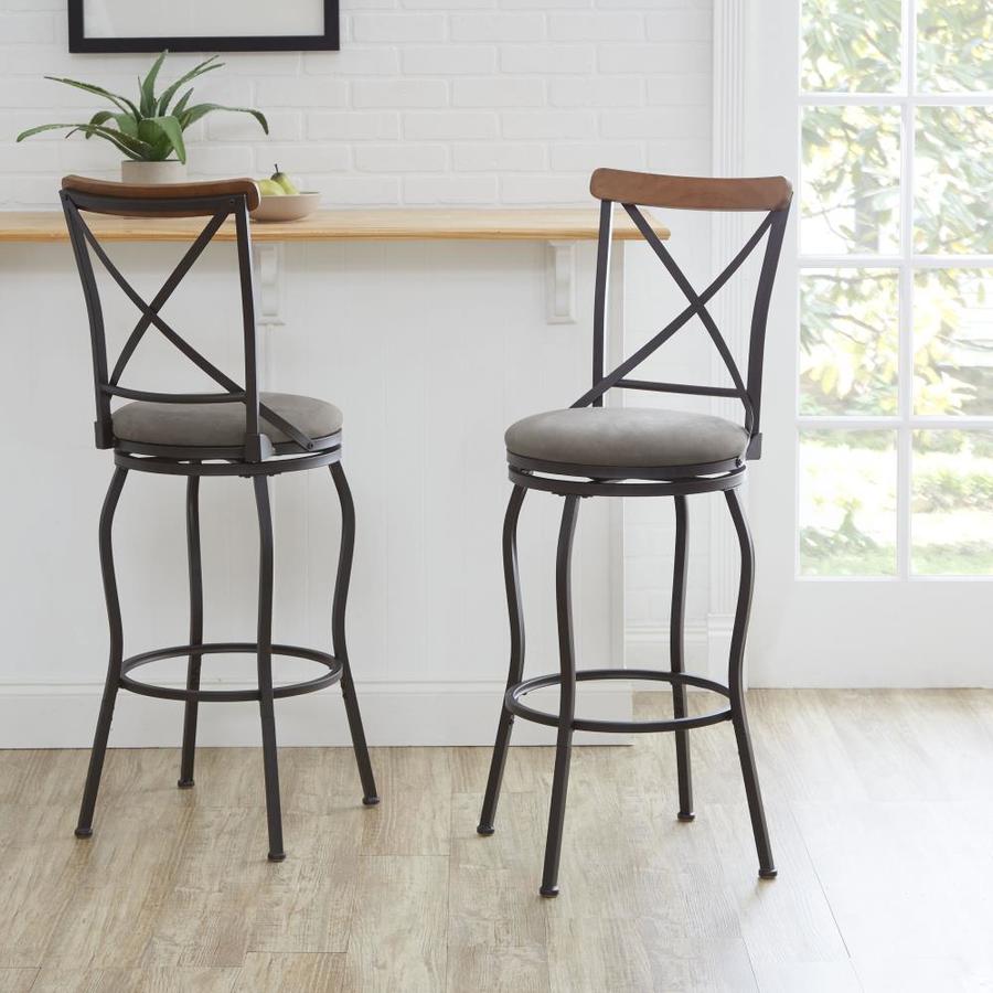 Set Of 2 Oil Rubbed Bronze Adjustable Upholstered Swivel Bar Stool In