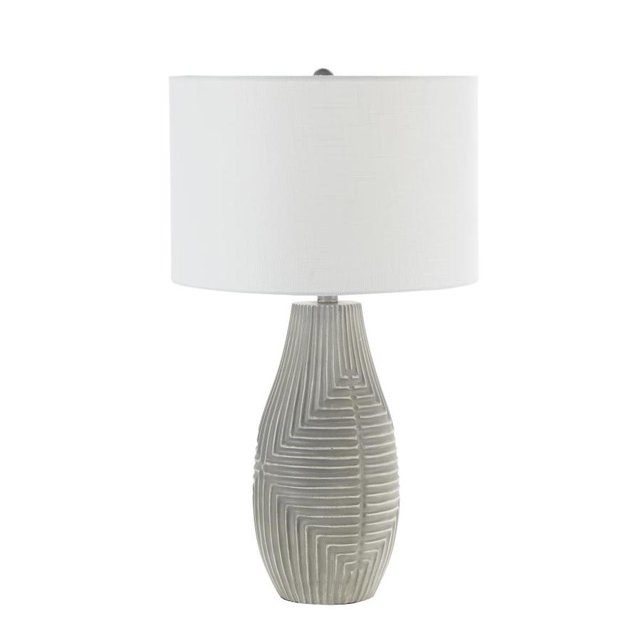 gray and white table lamps