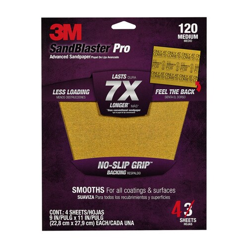 3M 4 Pack 9 In W X 11 In L 120 Grit Commercial Sandpaper Sheets At