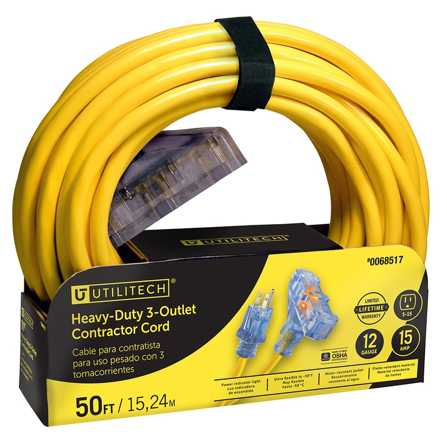 Utilitech Pro Utilitech Pro 50 Ft 123 3 Prong Sjtw Heavy Duty Lighted Extension Cord In The 6007