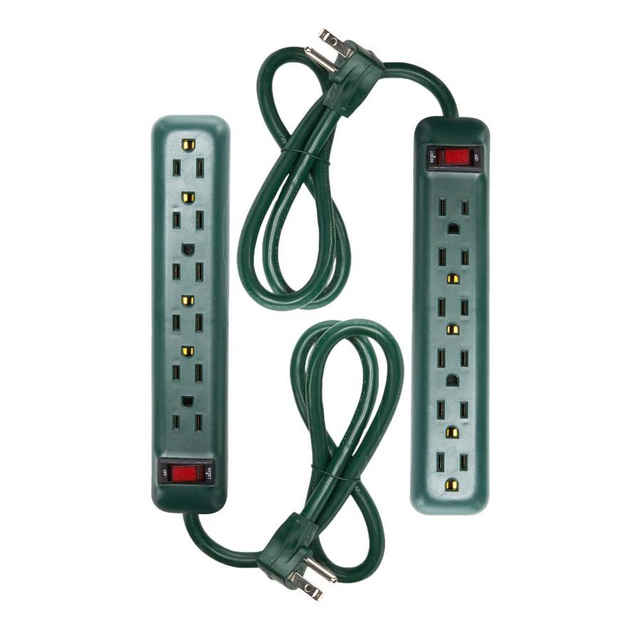 PRIME 2pack 6Outlet Green Power Strip in the Power Strips department