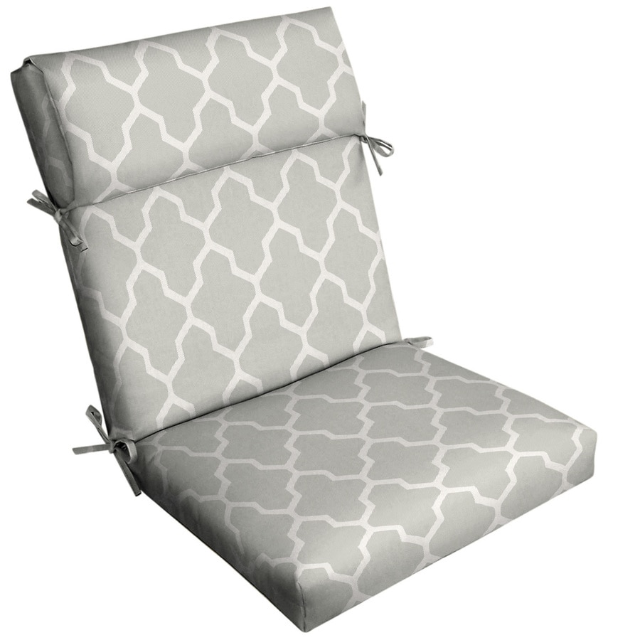 Allen Roth Boston Trellis Jacquard Dove Grey Patio Chair Cushion In The Patio Furniture Cushions Department At Lowes Com