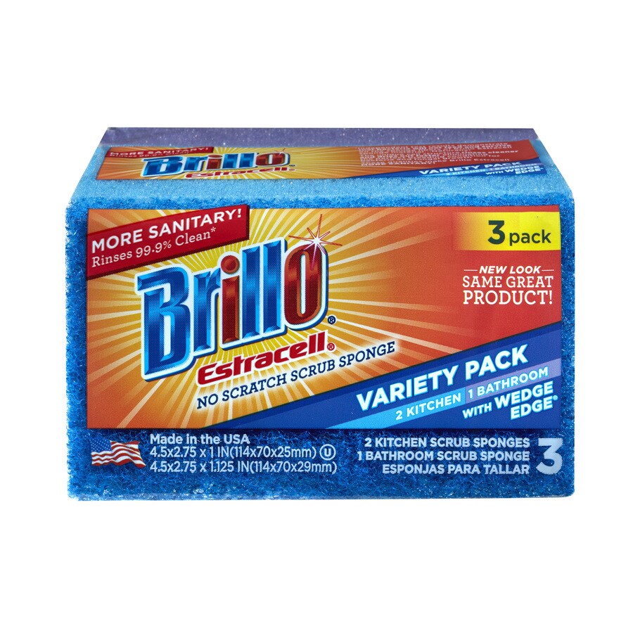 Brillo Estracell Brillo Scratch Scrub Sponge Variety Wedge Edge (3Pack