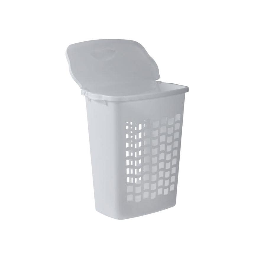 white laundry hamper with lid