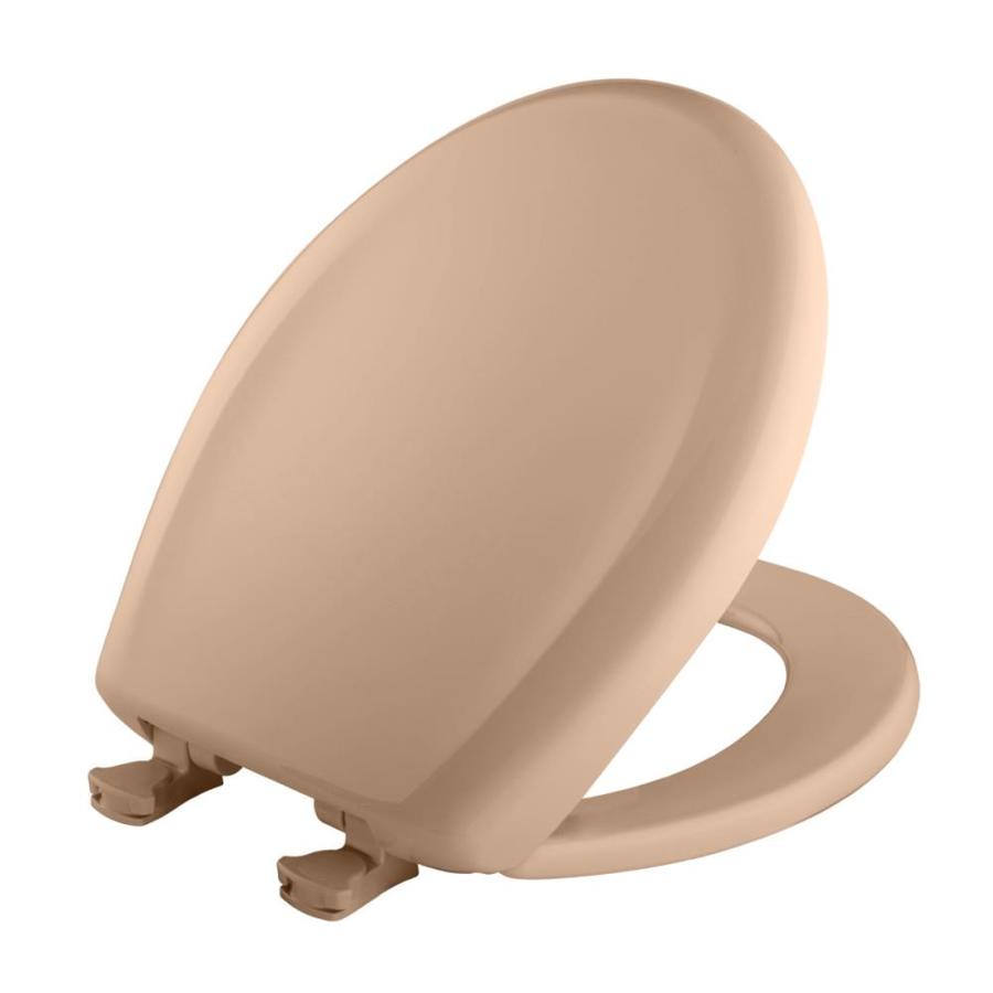 Tan Round Slow-Close Toilet Seat 