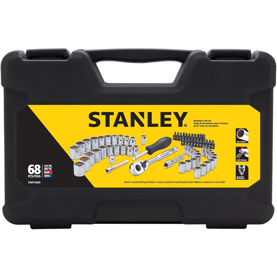 Stanley 68 Piece Standard Sae And Metric Polished Chrome Mechanics