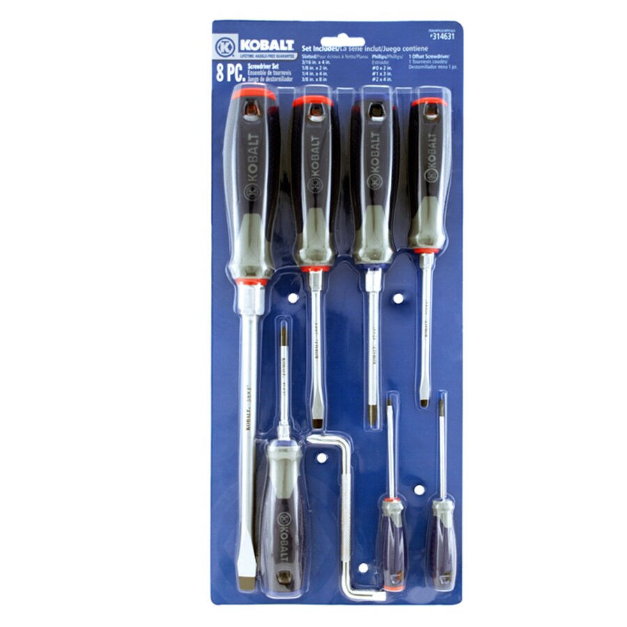 Kobalt 8-Piece Variety Screwdriver Set Hardened Tempered Steel Blades Hand Tools 