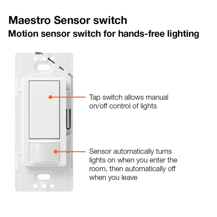 Lutron Maestro SinglePole 2Amp Motion Light Sensor Switch, White in