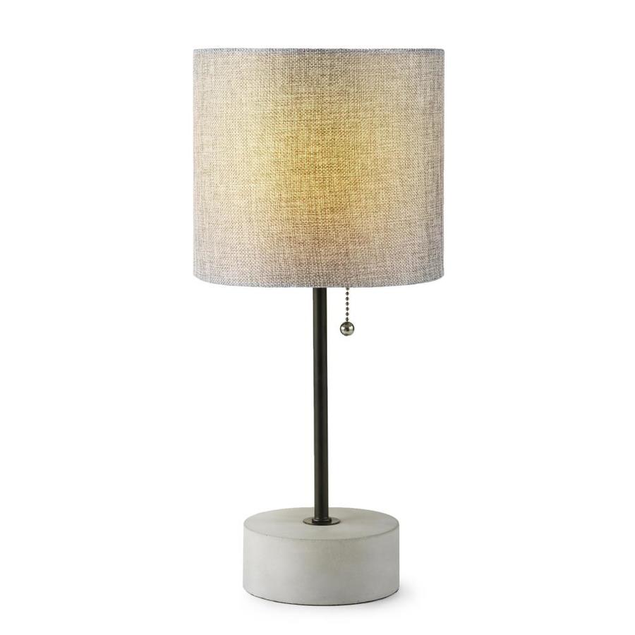 Allen + Roth 16.5-in Bronze/Concrete Table Lamp With Fabric Shade In ...