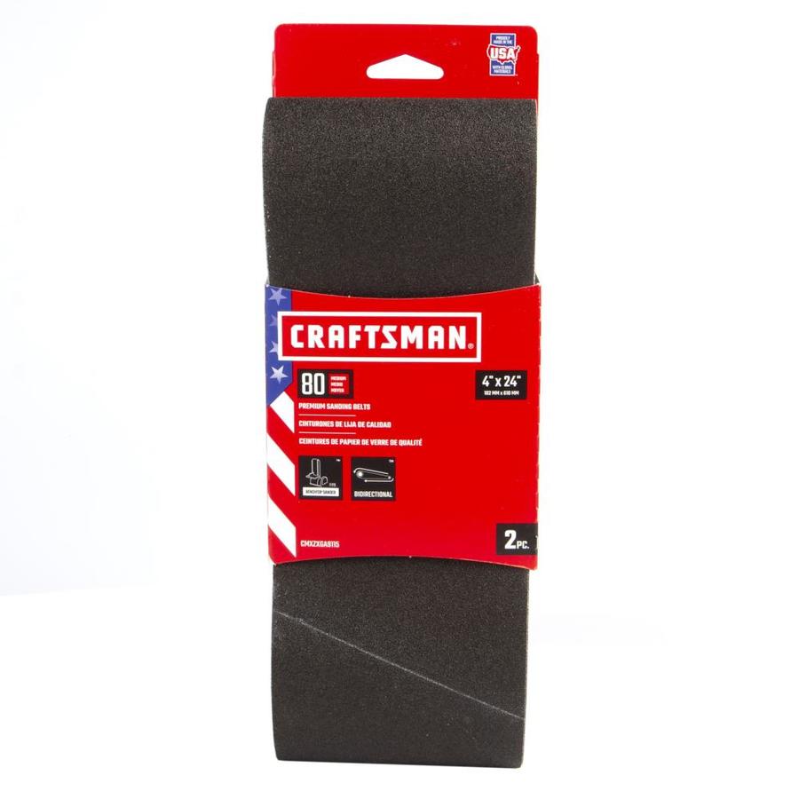 CRAFTSMAN 4 In x 24 In Z/O Belt 80 Grit 2pk 2-Piece Zirconia Alumina 80-Grit Belt Sandpaper in ...