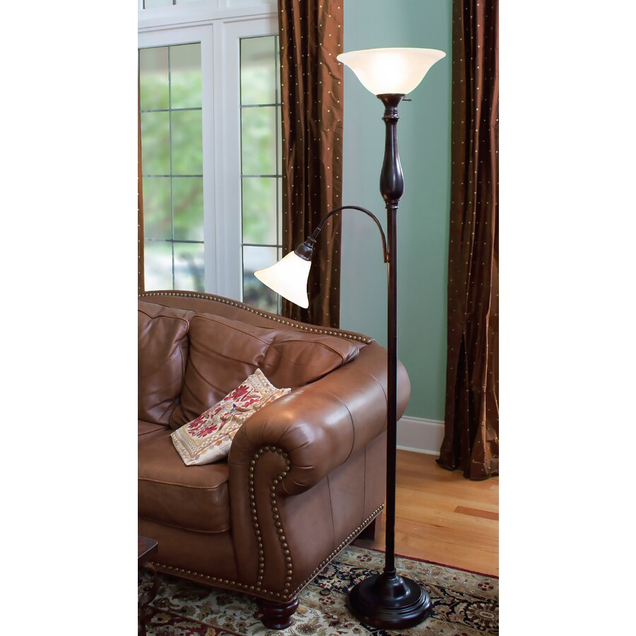 Woodbine 72 in Dark Oil Rubbed Bronze Torchiere with Reading Light ...