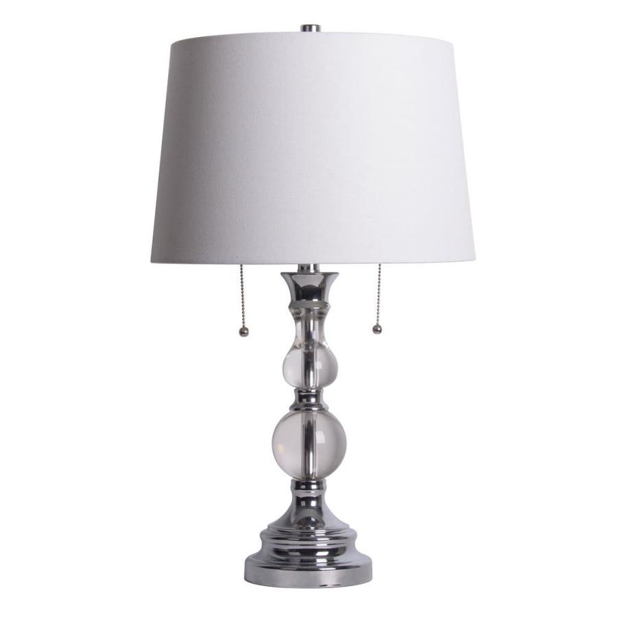 allen + roth 26.5in Crystal and Chrome LED Table Lamp with Fabric Shade in the Table Lamps