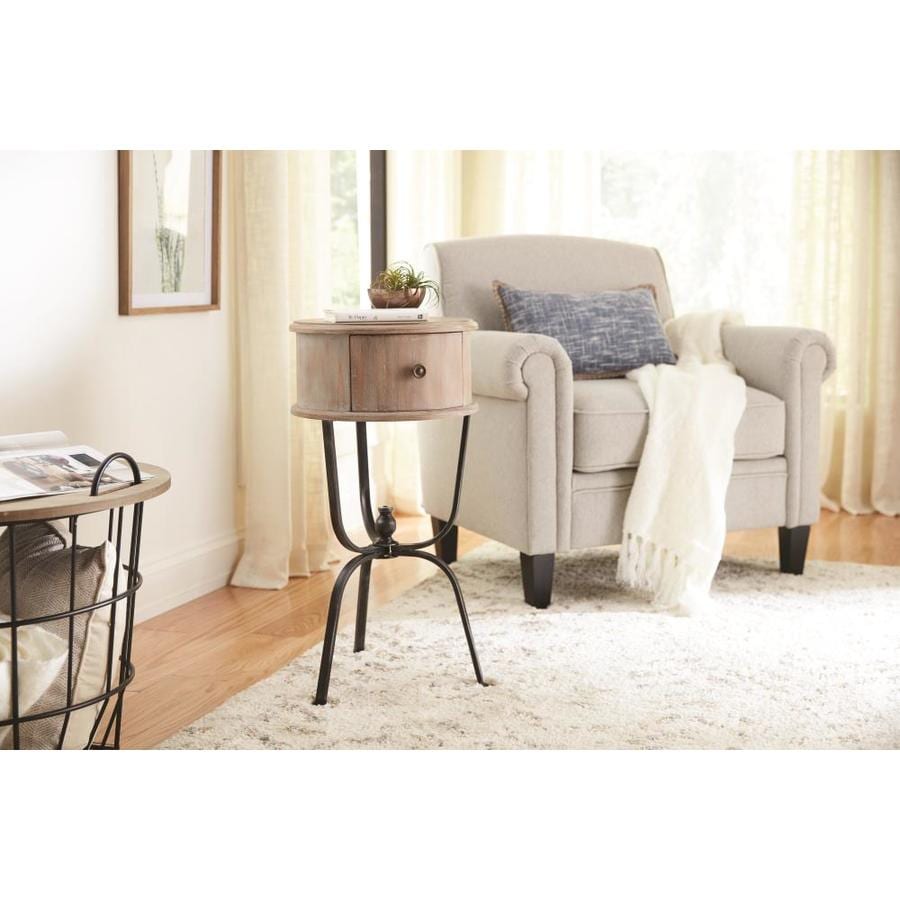 allen + roth Natural Wood Veneer End Table in the End Tables department