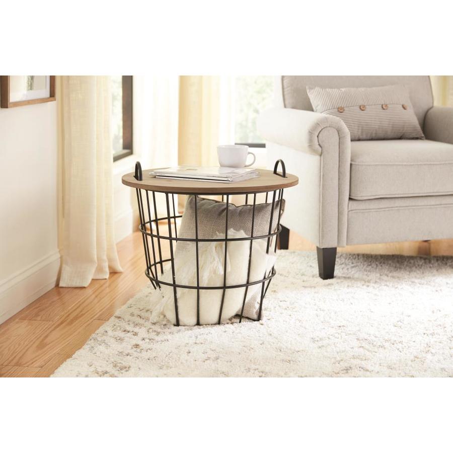 allen + roth Natural Wood Veneer Round End Table in the End Tables