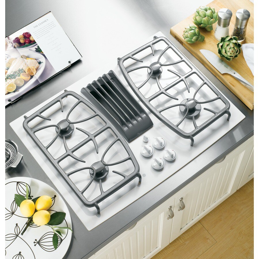 GE Profile 4Burner Downdraft Gas Cooktop (White) 30in