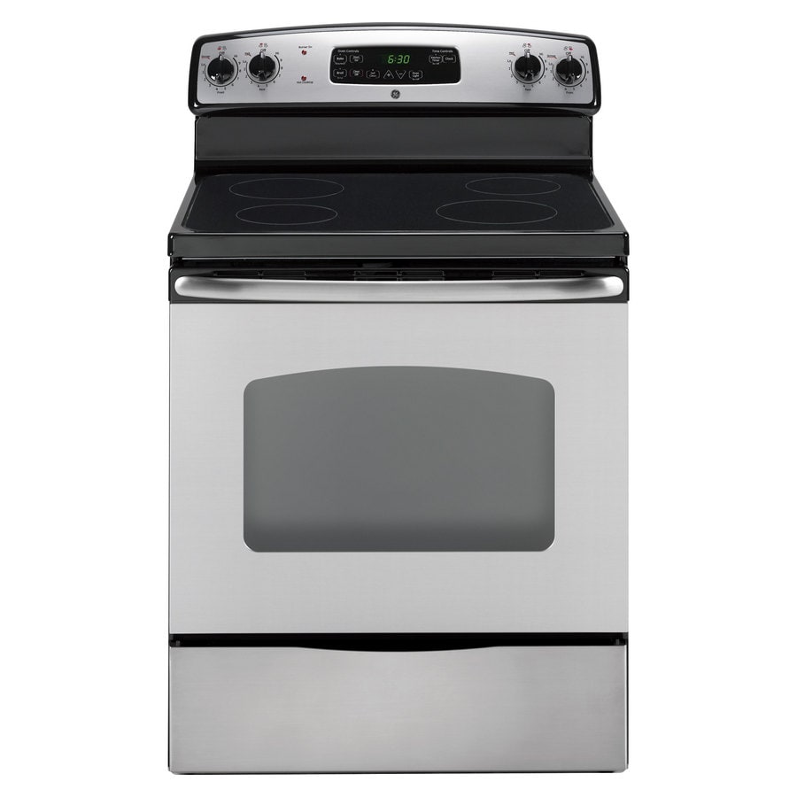 Shop Ge Smooth Surface Freestanding 53 Cu Ft Self Cleaning Electric Range Stainless Steel 9393