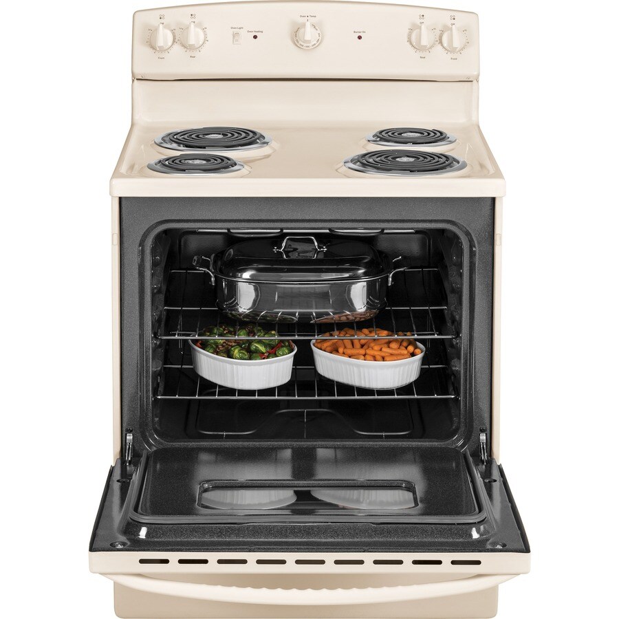 Shop Ge Freestanding 5 Cu Ft Electric Range Bisque Common 30 In Actual 29875 In At 2557