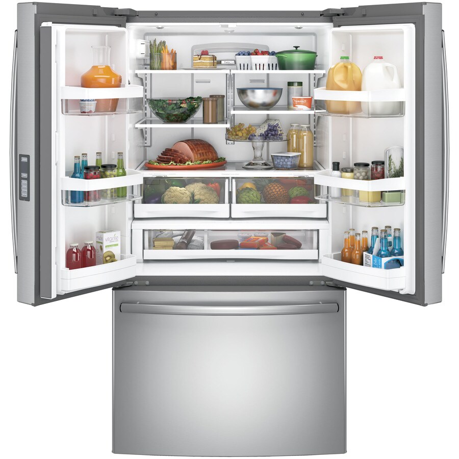 Ge 287 Cu Ft French Door Refrigerator With Ice Maker Stainless Steel