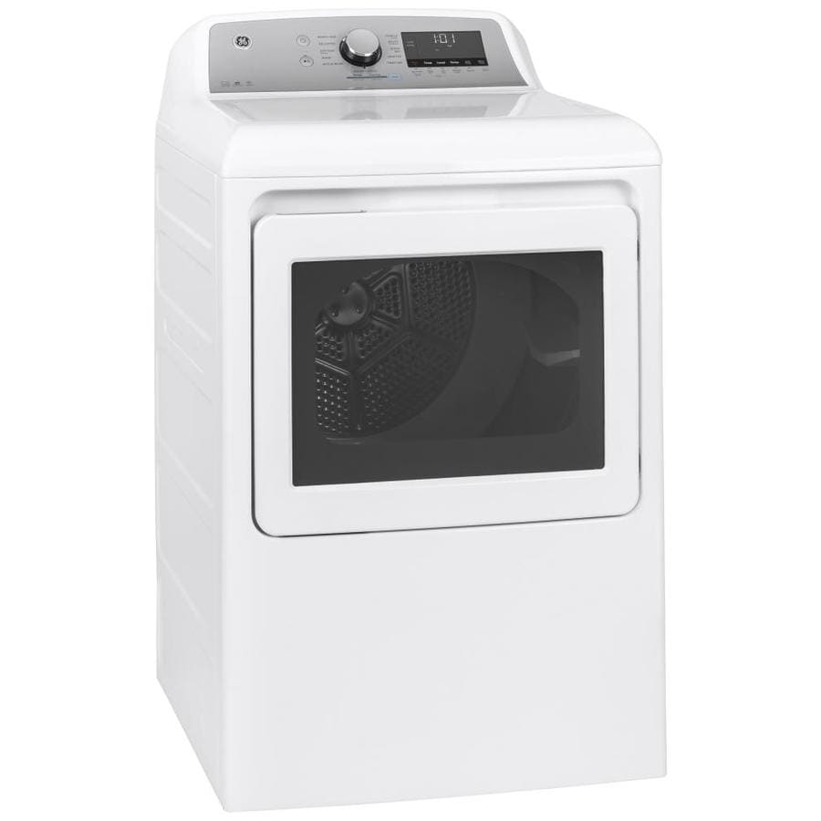 GE 7.4cu ft Reversible Side Swing Door Steam Cycle Gas Dryer (White