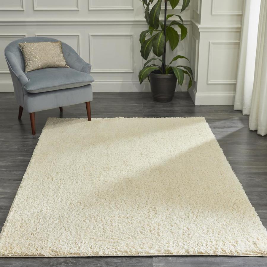 Mohawk Home Endearing Shag 8 x 10 Ivory Indoor Solid Area Rug in the