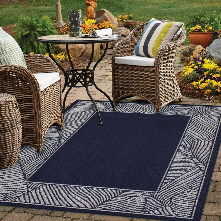 allen + roth Outdoor Collection 5 x 8 Navy Indoor/Outdoor Border