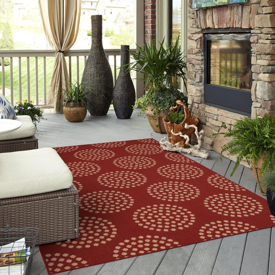 allen + roth Outdoor Collection 5 x 8 Red Indoor/Outdoor Medallion