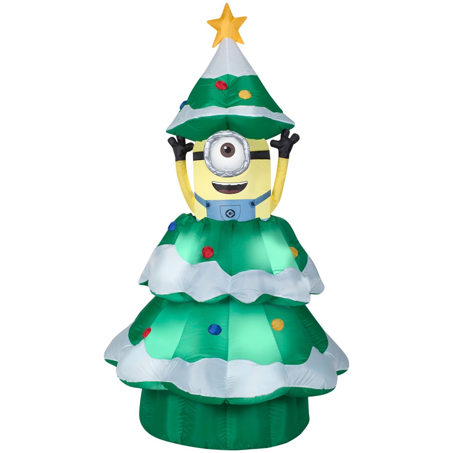 Shop Gemmy 6.98-ft x 3.77-ft Animatronic Lighted Minion Christmas Inflatable at Lowes.com