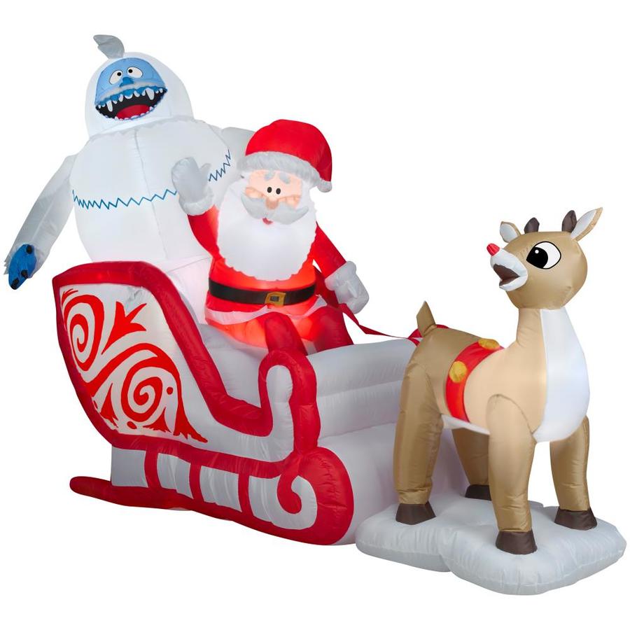 Gemmy AirblownRudolph Pulling Santa and Bumble Sleigh SceneLGRudolph