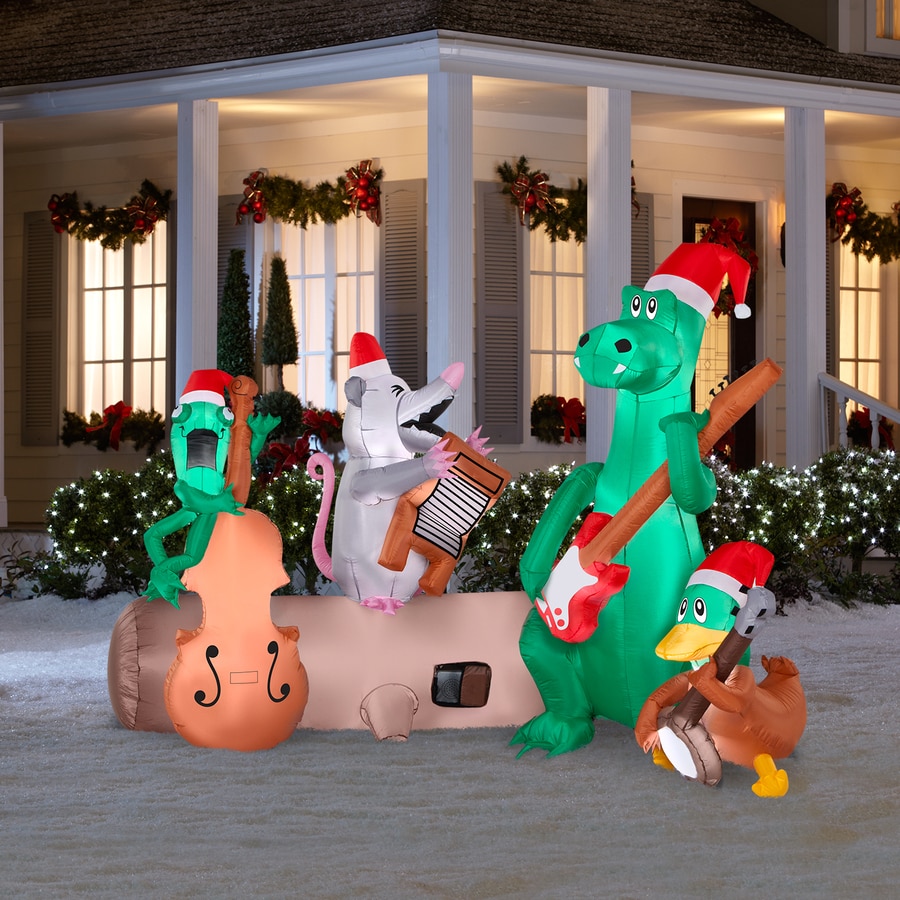 Holiday Living 5.24-ft Lighted Alligator Band Christmas Inflatable in ...