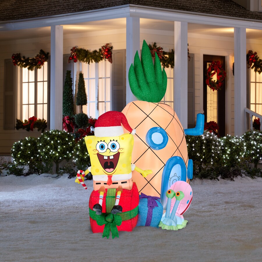 Gemmy 6.98-ft Lighted Spongebob Christmas Inflatable at Lowes.com