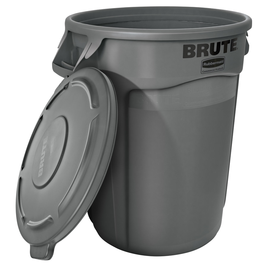 Rubbermaid Commercial Products Brute 44 Gallon Gray Plastic Trash Can With Lid In The Trash Cans Department At Lowescom