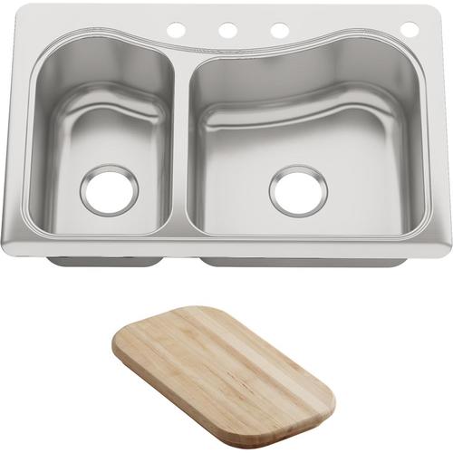 KOHLER Staccato 33 In X 22 In Stainless Steel Double Offset Bowl