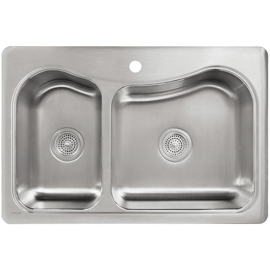 Kohler Staccato Drop In 33 In X 22 In Stainless Steel Double Offset