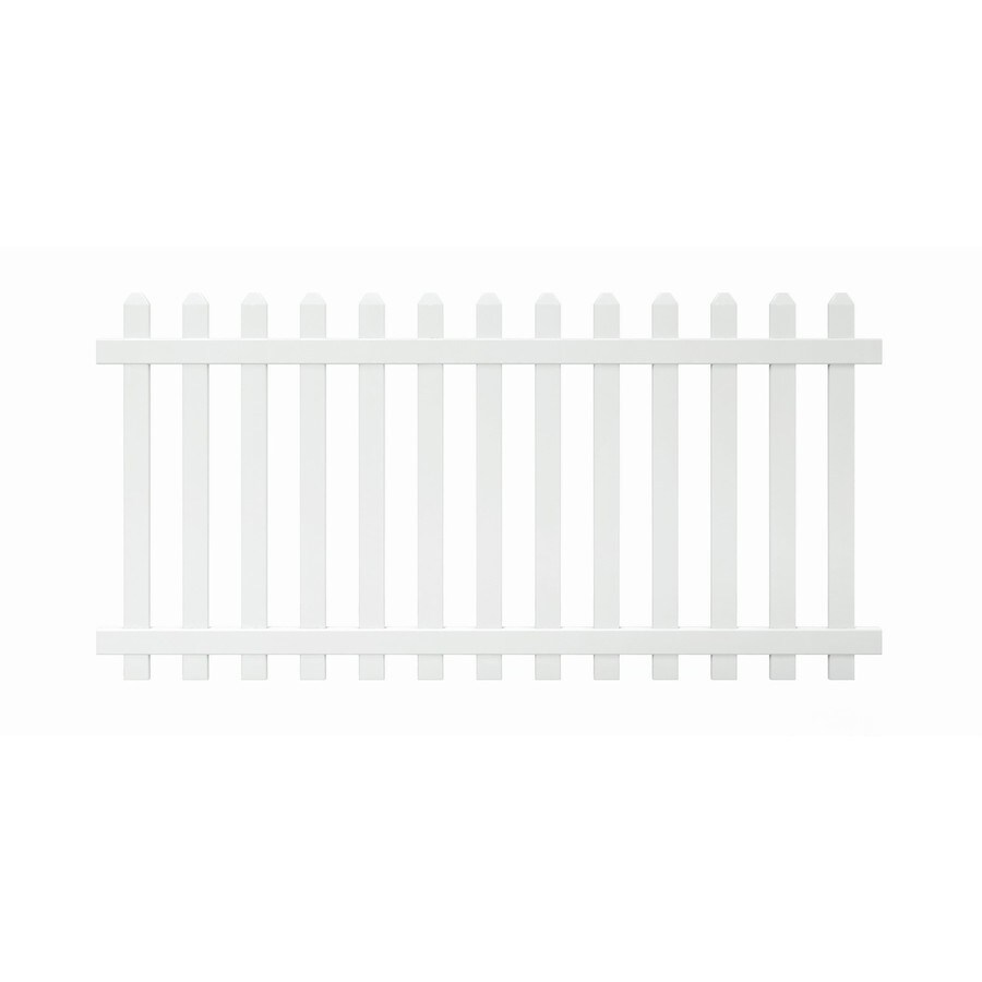 Outdoor Essentials Picketlock Yorktown 4 Ft H X 8 Ft W White Vinyl Dog Ear Fence Panel In The Vinyl Fence Panels Department At Lowes Com