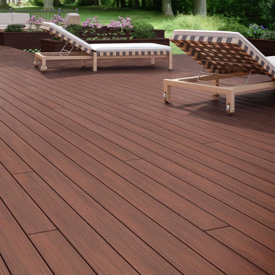 Tropics Distressed 12 Ft Cherrywood Grooved Composite Deck Board In The