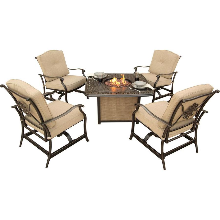 Hanover Outdoor Furniture Traditions 5 Piece Metal Frame Patio Conversation Set With Hanover Cushions In The Patio Conversation Sets Department At Lowes Com