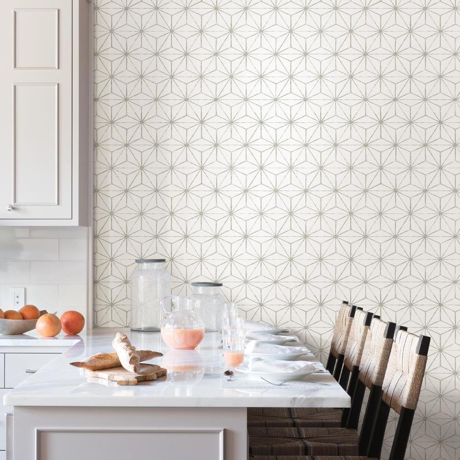 NuWallpaper 30.75sq ft White Vinyl Geometric SelfAdhesive Peel and Stick Wallpaper in the