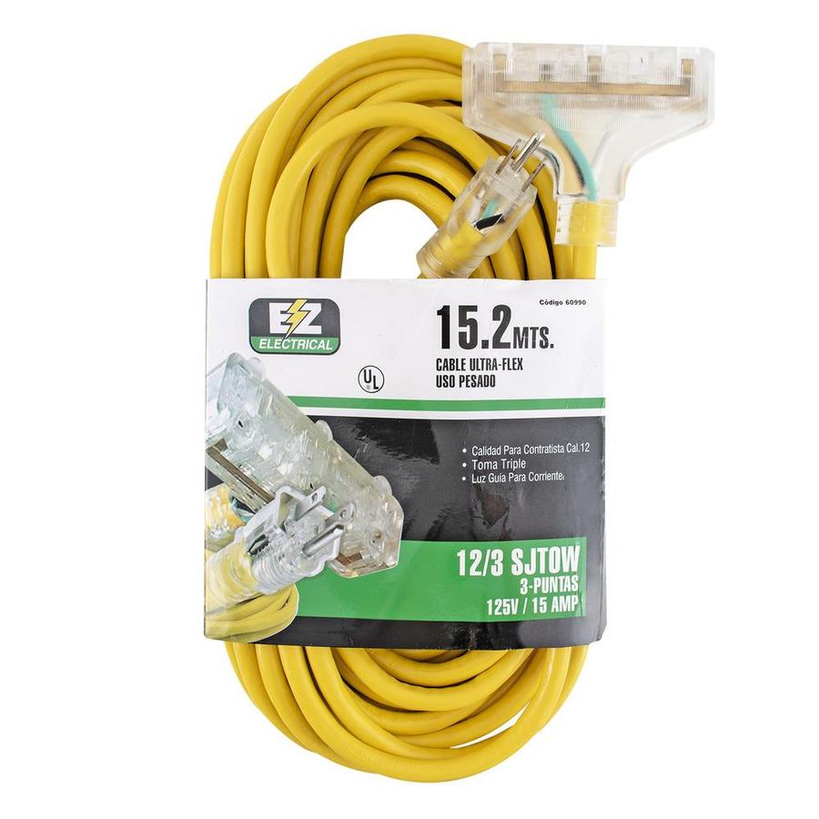 EZ Electrical 50ft 3 3Prong Indoor/Outdoor SJTOW Heavy Duty Lighted