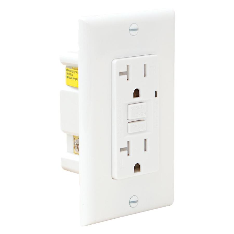 EZ-FLO White 20-Amp Duplex With Wall Plate Recessed Outlet GFCI ...