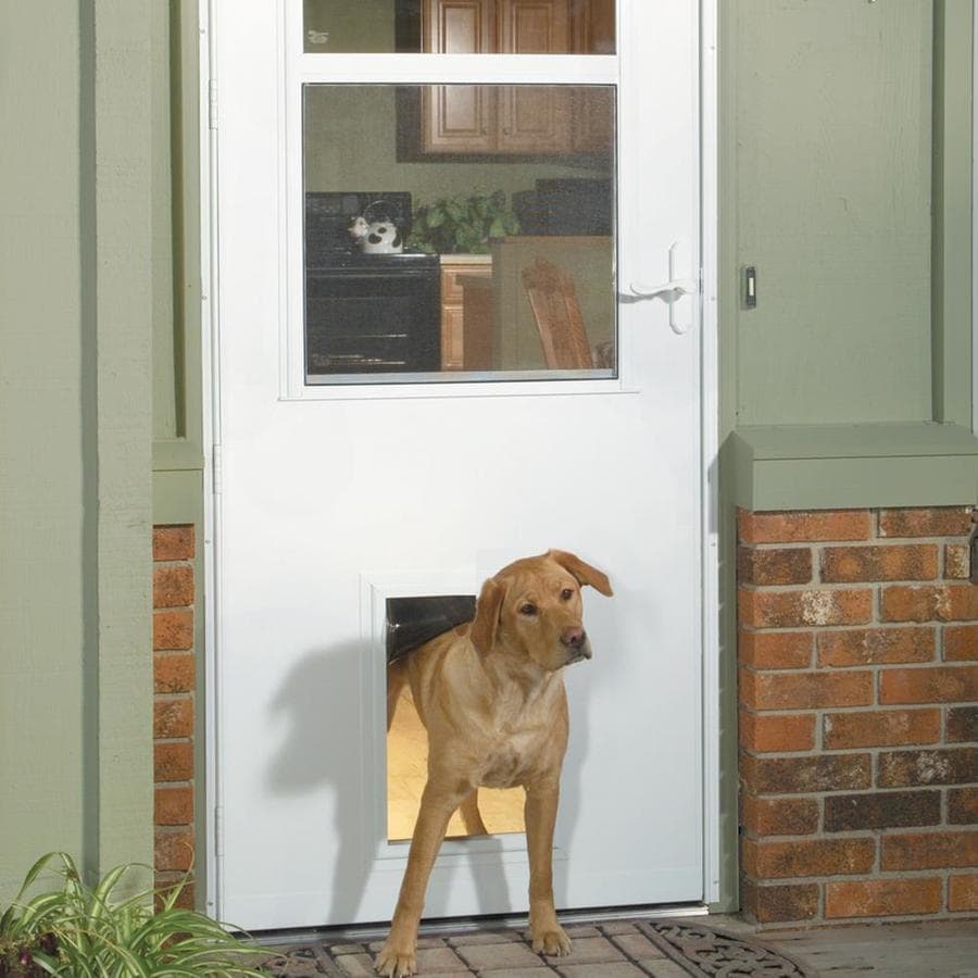 storm door with dog door built in lowes