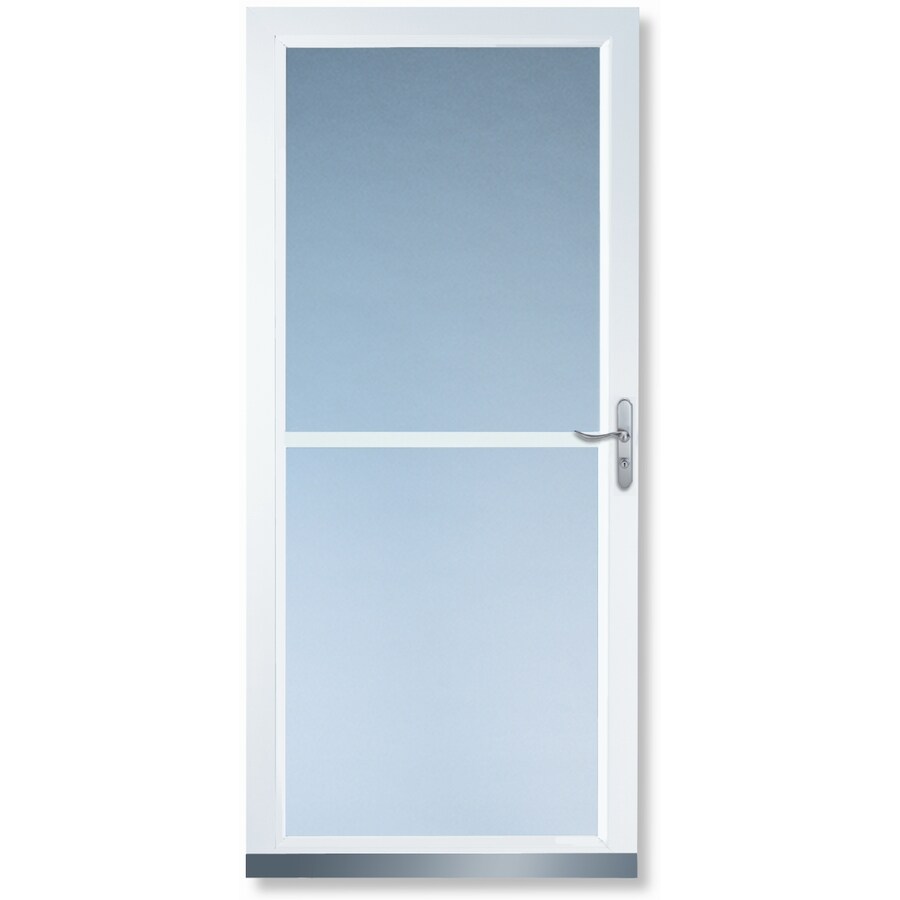 Larson Tradewinds White Full View Aluminum Retractable Screen Storm Door Common 30 In X 81 In