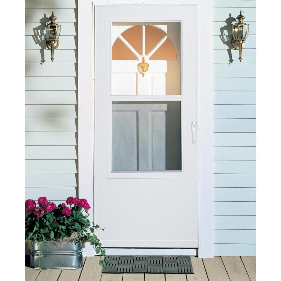 LARSON Mobile Home 34in x 78in White MidView Wood Core Storm Door in