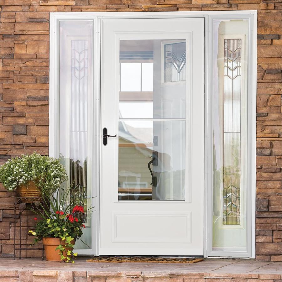 LARSON Savannah 34in x 81in Sandstone MidView Wood Core Storm Door