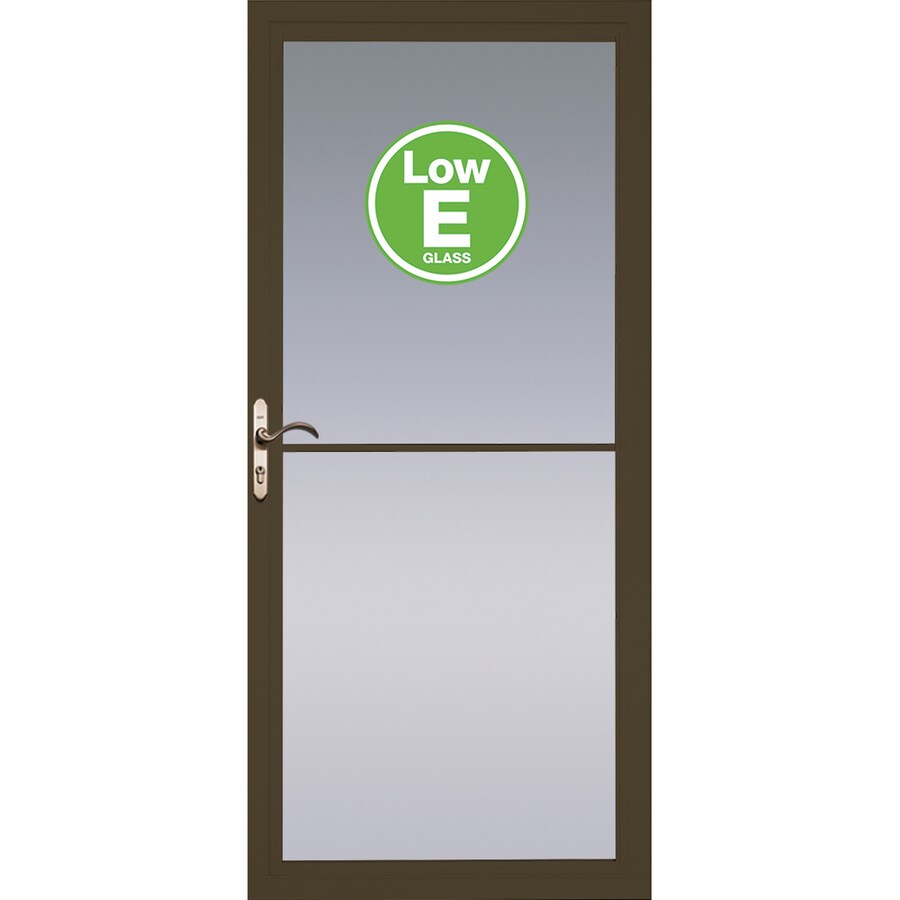 Pella Rolscreen 36in x 81in Brown FullView Aluminum Storm Door in