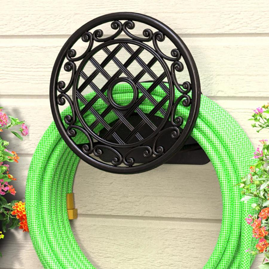 Trellis and Scroll Cast Aluminum Hose Hanger in the Garden Hose Reels