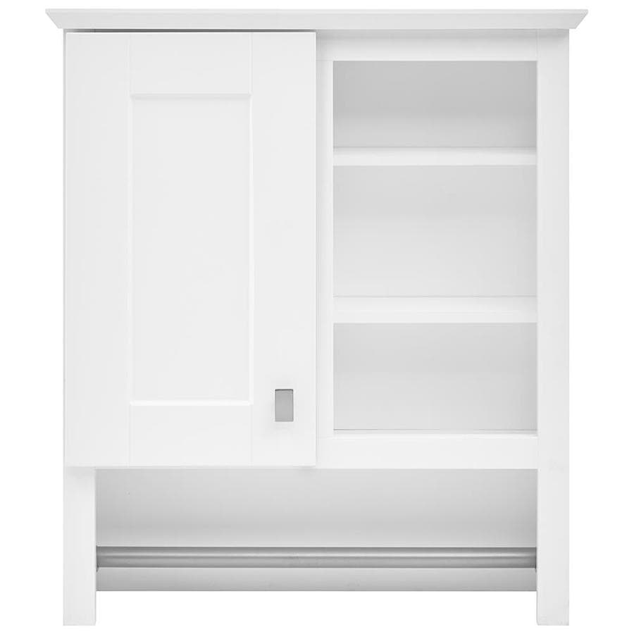 Style Selections 24 5 In W X 29 In H X 7 66 In D White Bathroom Wall Cabinet In The Bathroom Wall Cabinets Department At Lowes Com