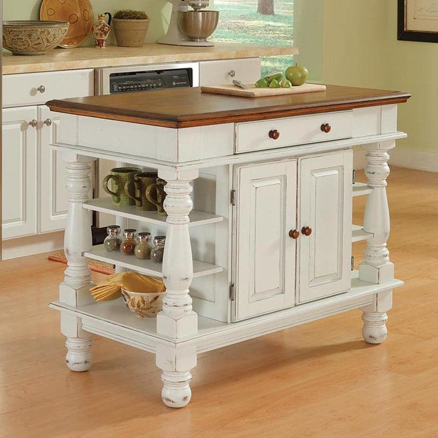 Home Styles White Wood Base With Wood Top Kitchen Island 24 In X 42 In X 36 In In The Kitchen Islands Carts Department At Lowescom