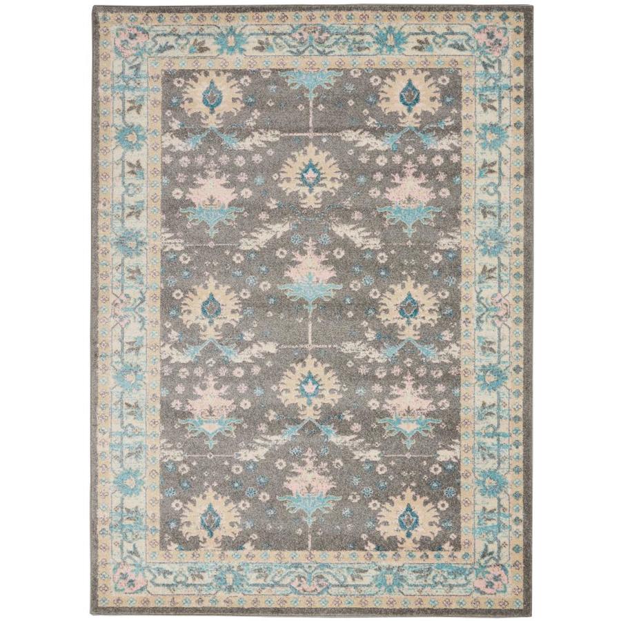 Nourison Tranquil 5 X 8 Grey Pink Indoor Abstract Farmhouse Cottage Area Rug In The Rugs Department At Lowes Com