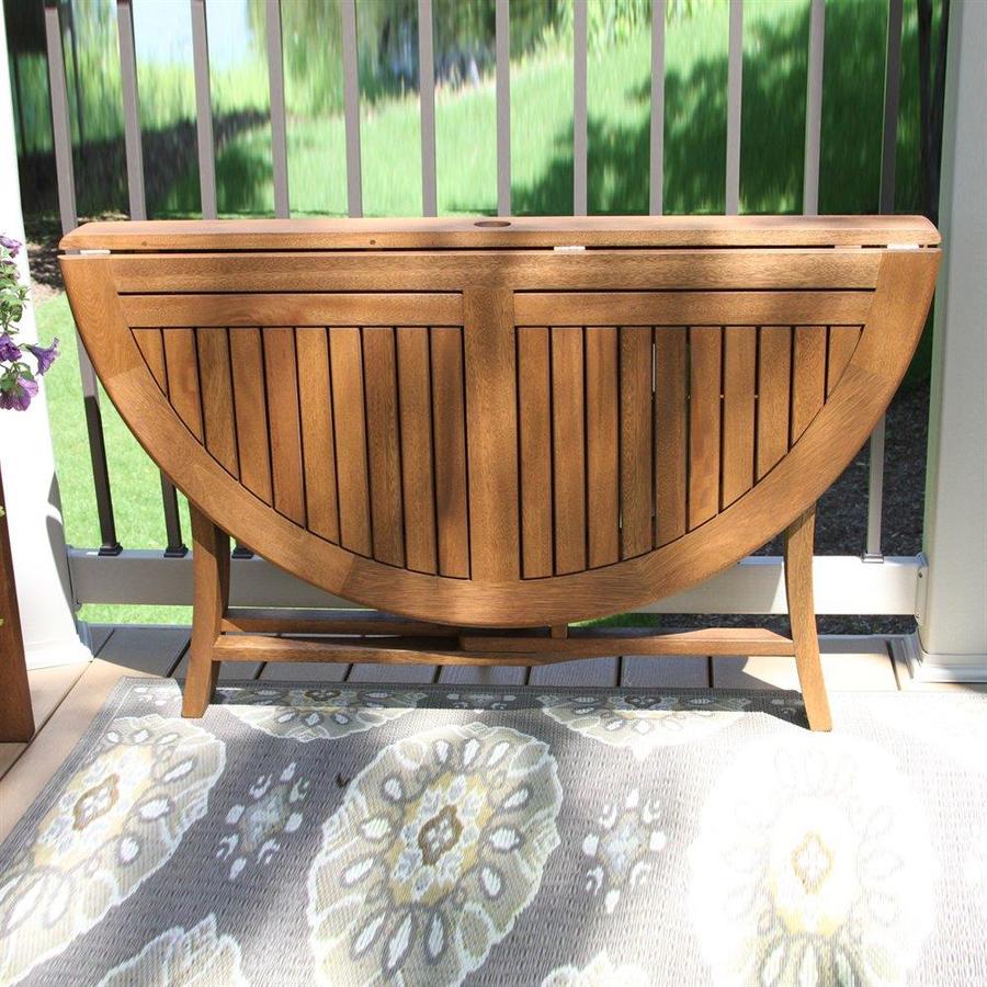Outdoor Interiors Round Extendable Table Dining Table 48-in W x 48-in L with Umbrella Hole at 